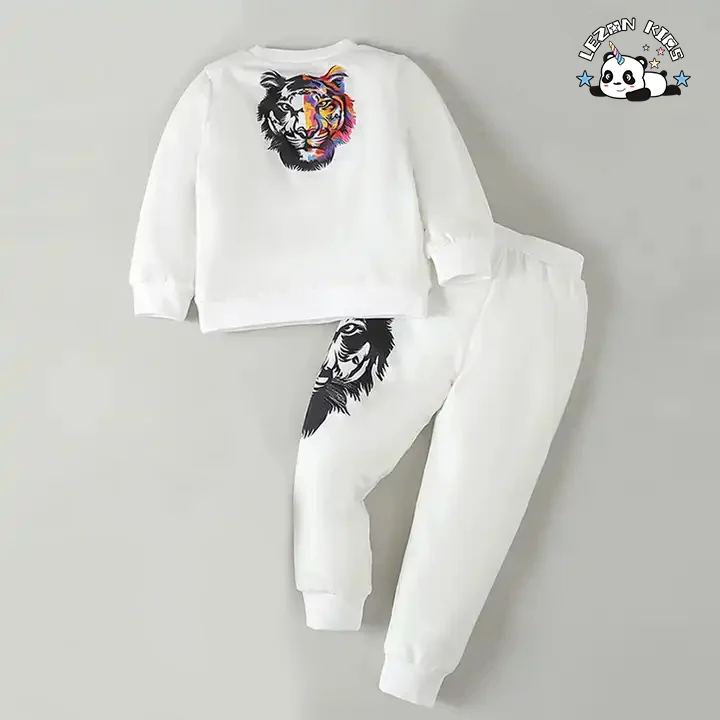 LEZONKIDS - Customizable Manufacture Animal Printing Cotton Fabric Design Boys Sweatshirt Set for 2 to 14T